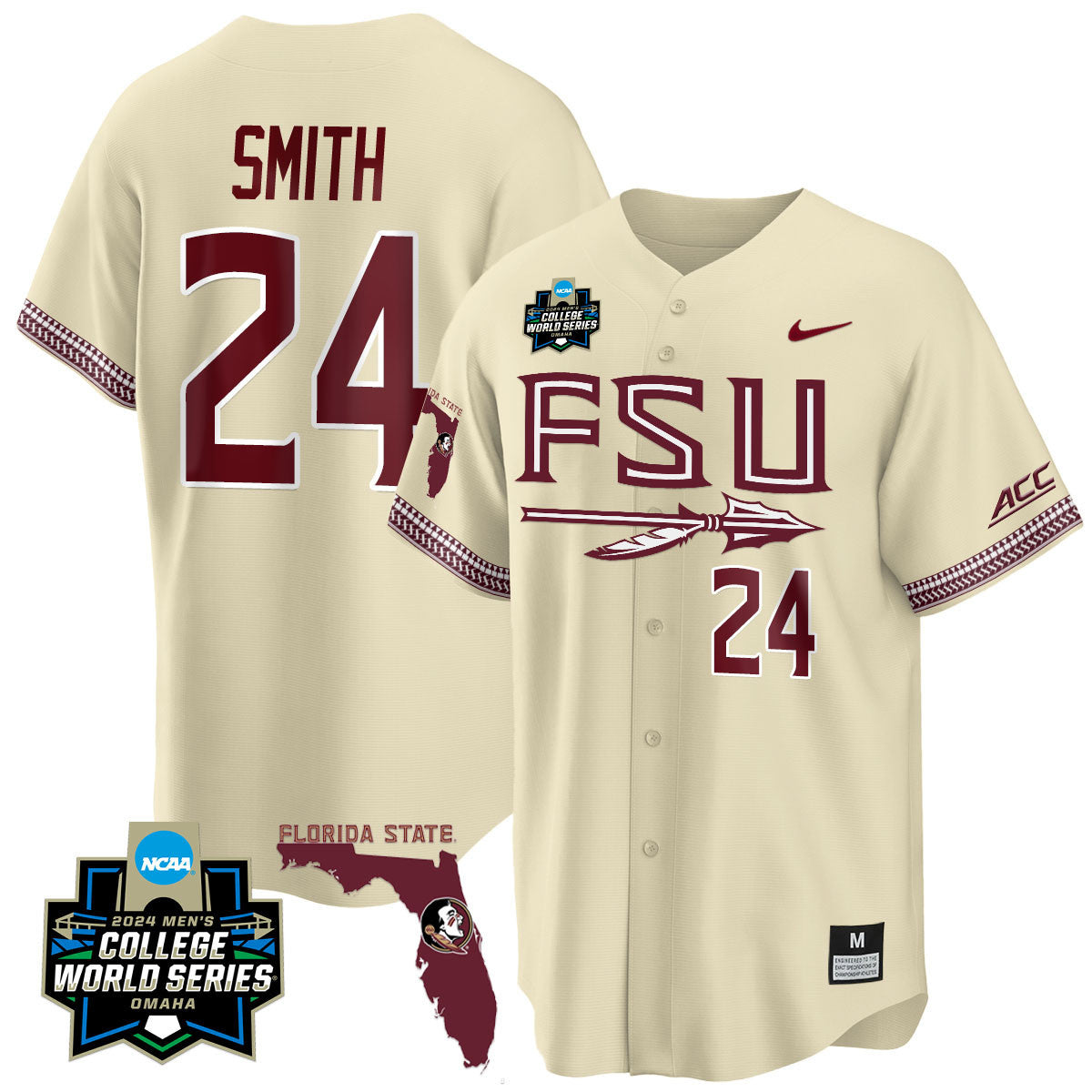 Men's Florida State Seminoles 2024 College World Series Vapor Premier Limited Jersey V2 - All Stitched - image 17