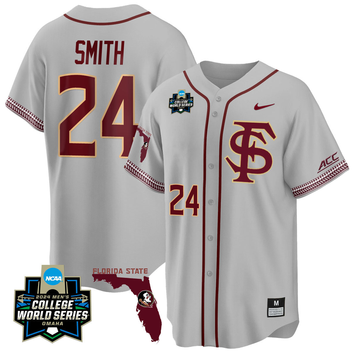 Men's Florida State Seminoles 2024 College World Series Vapor Premier Limited Jersey V2 - All Stitched - image 23