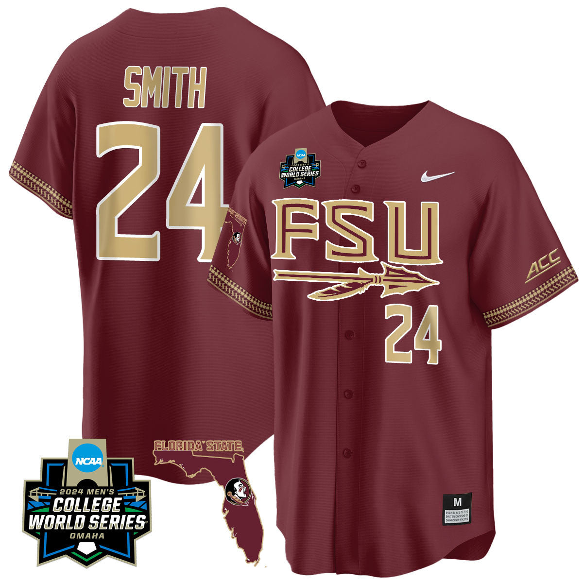 Men's Florida State Seminoles 2024 College World Series Vapor Premier Limited Jersey V2 - All Stitched - image 28