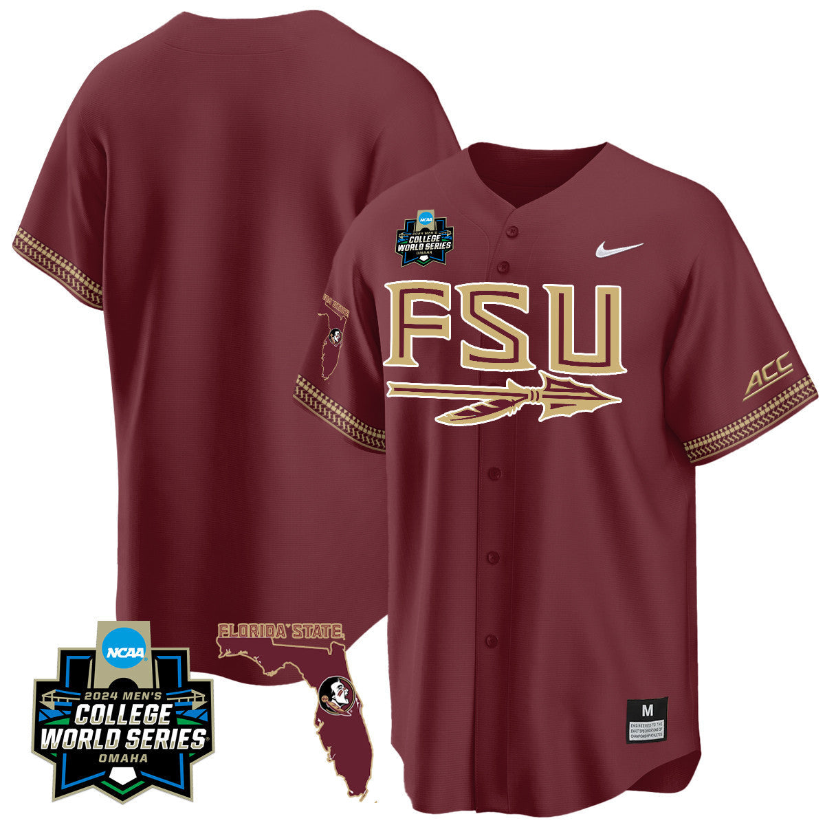 Men's Florida State Seminoles 2024 College World Series Vapor Premier Limited Jersey V2 - All Stitched - image 48