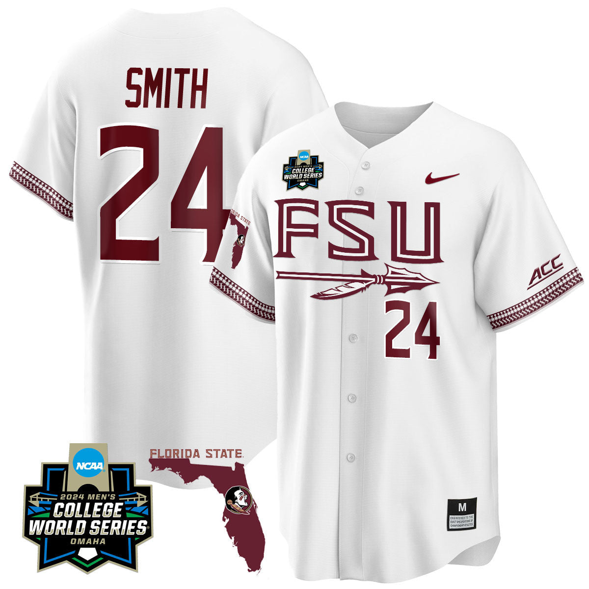 Men's Florida State Seminoles 2024 College World Series Vapor Premier Limited Jersey V2 - All Stitched - image 55