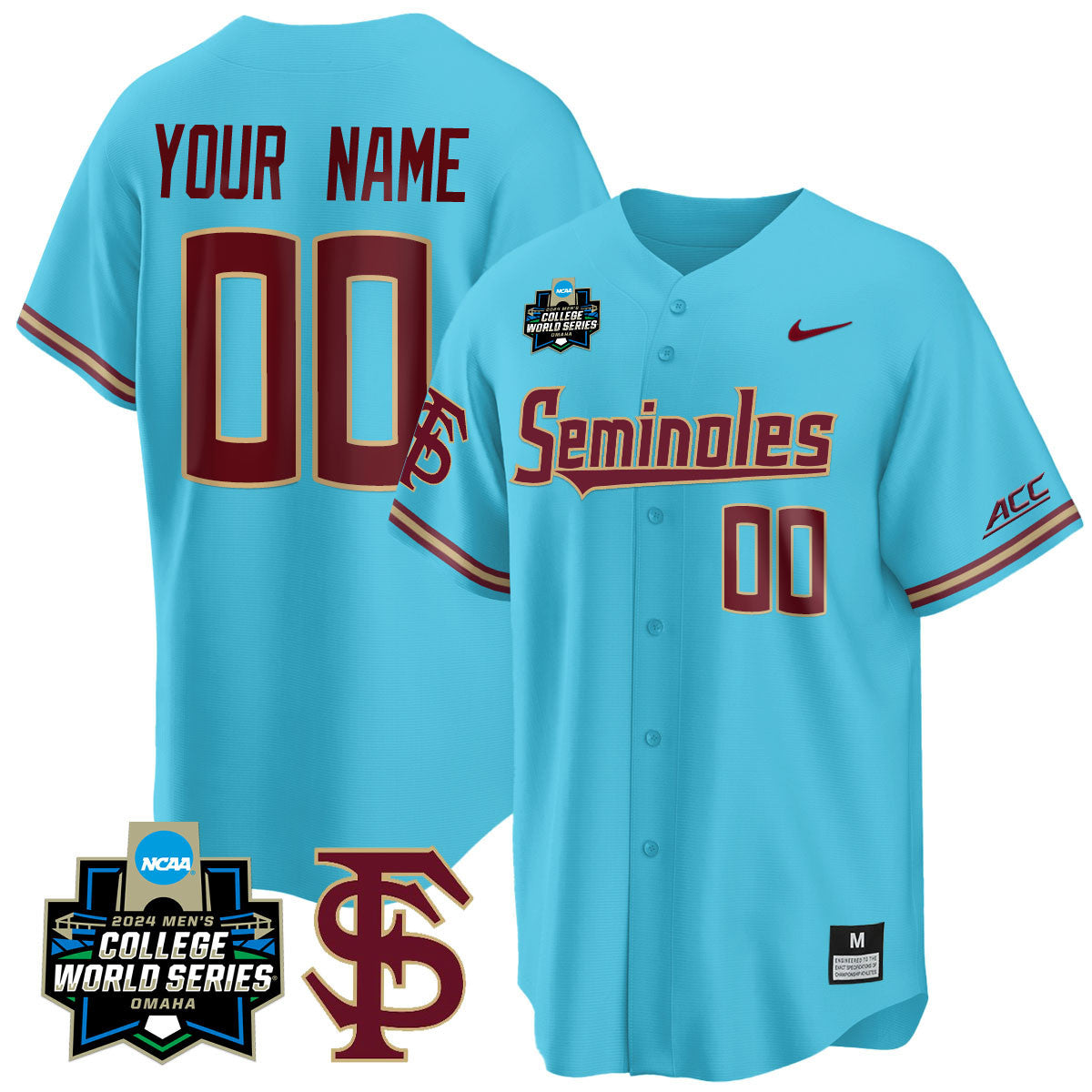Custom Florida State Seminoles 2024 College World Series Vapor Premier Limited Jersey V1 - All Stitched - image 1