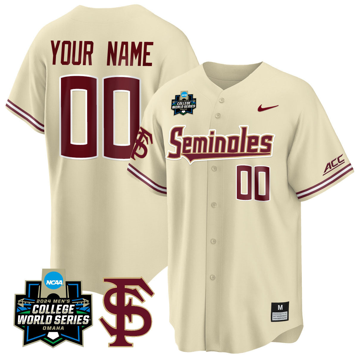 Custom Florida State Seminoles 2024 College World Series Vapor Premier Limited Jersey V1 - All Stitched - image 3