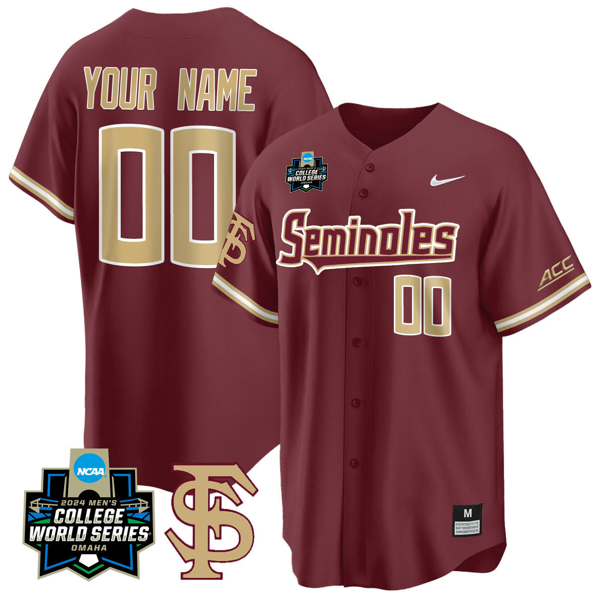 Custom Florida State Seminoles 2024 College World Series Vapor Premier Limited Jersey V1 - All Stitched - image 5
