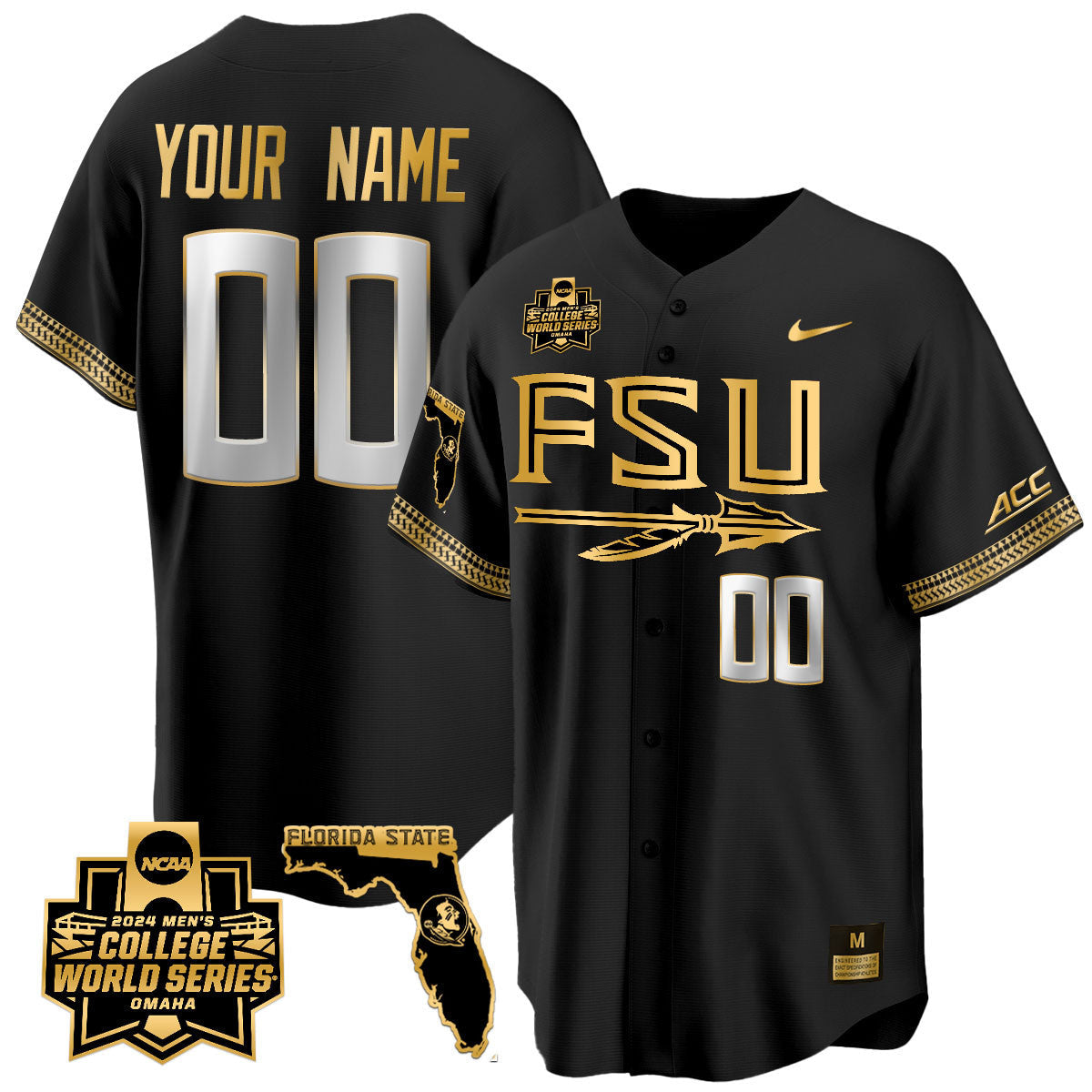 Custom Florida State Seminoles 2024 College World Series Vapor Premier Limited Jersey V2 - All Stitched - image 9