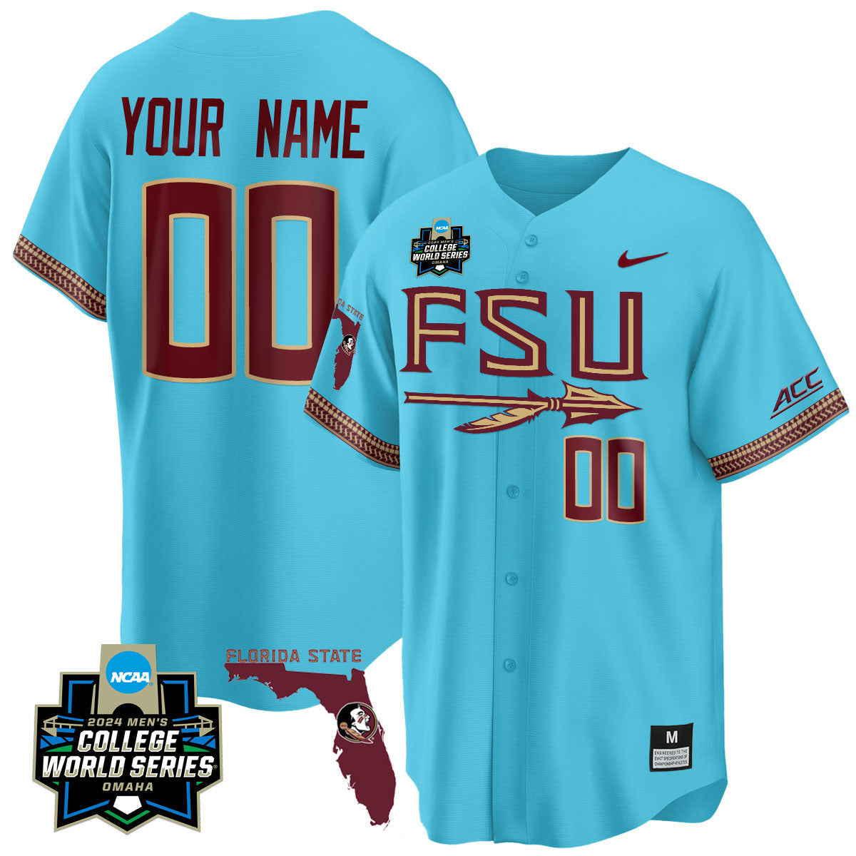 Custom Florida State Seminoles 2024 College World Series Vapor Premier Limited Jersey V2 - All Stitched - image 2