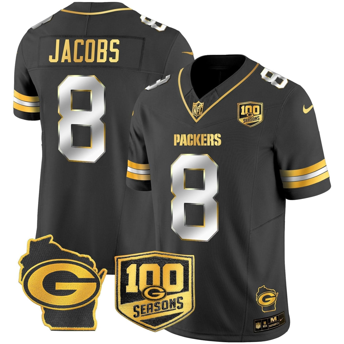GB 100th Season & Home Patch Gold Vapor Limited Jersey - image 9