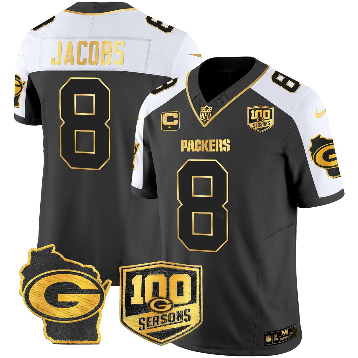 GB 100th Season & Home Patch Gold Vapor Limited Jersey - image 2