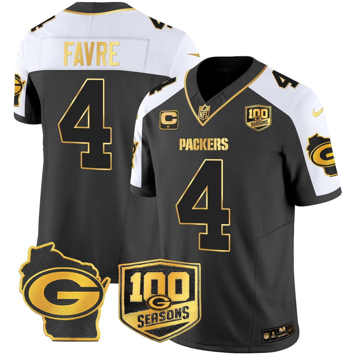GB 100th Season & Home Patch Gold Vapor Limited Jersey - image 6