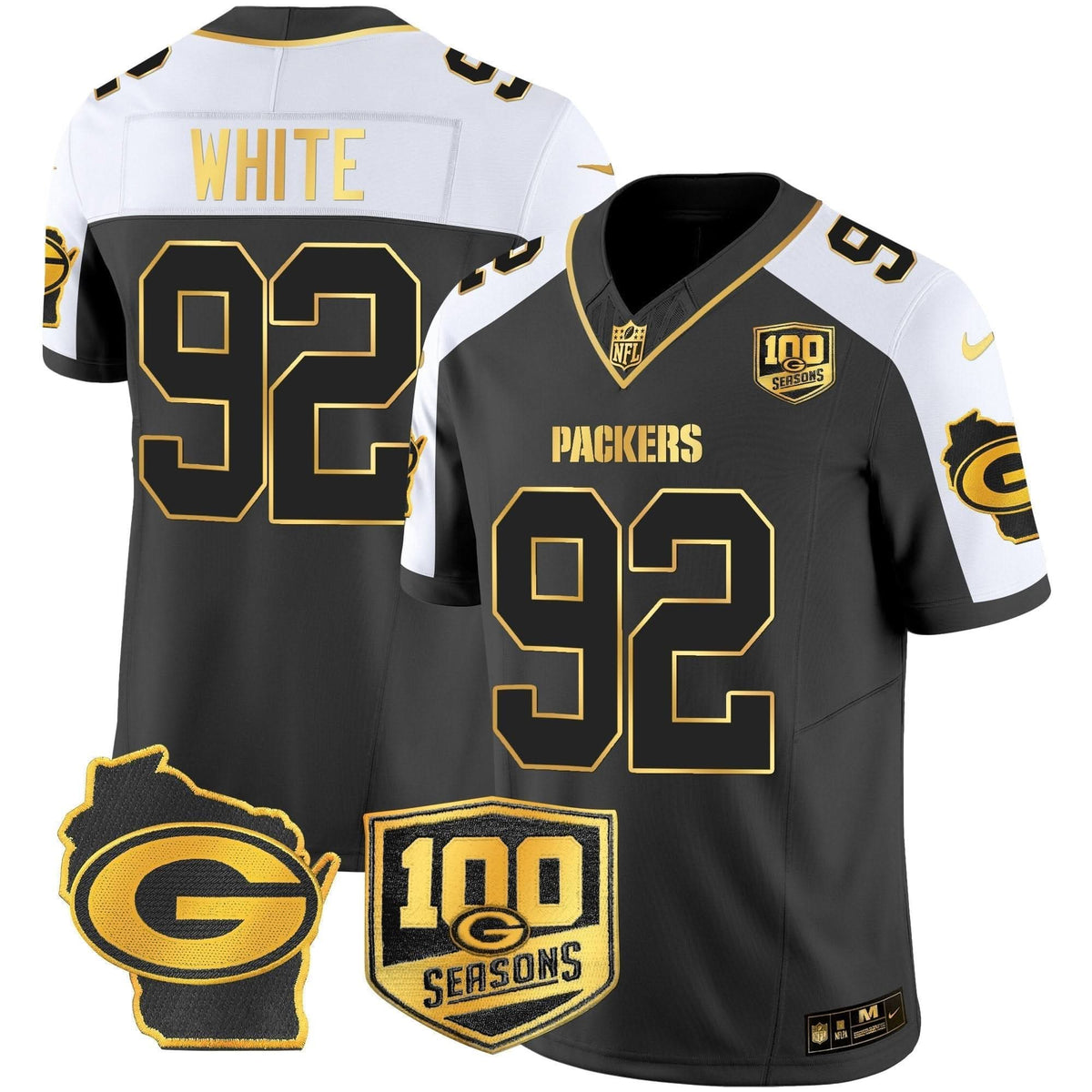 GB 100th Season & Home Patch Gold Vapor Limited Jersey - image 7