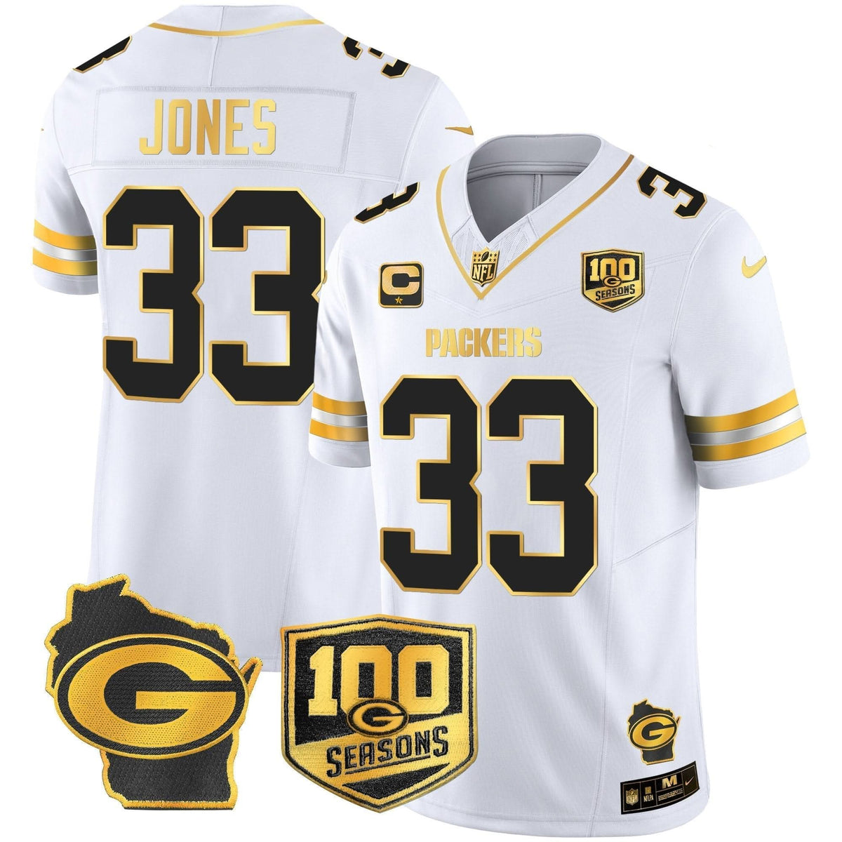 GB 100th Season & Home Patch Gold Vapor Limited Jersey - image 25