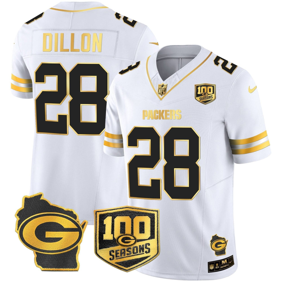 GB 100th Season & Home Patch Gold Vapor Limited Jersey - image 24