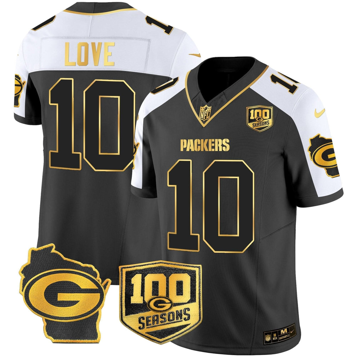 GB 100th Season & Home Patch Gold Vapor Limited Jersey – All Stitched - image 1