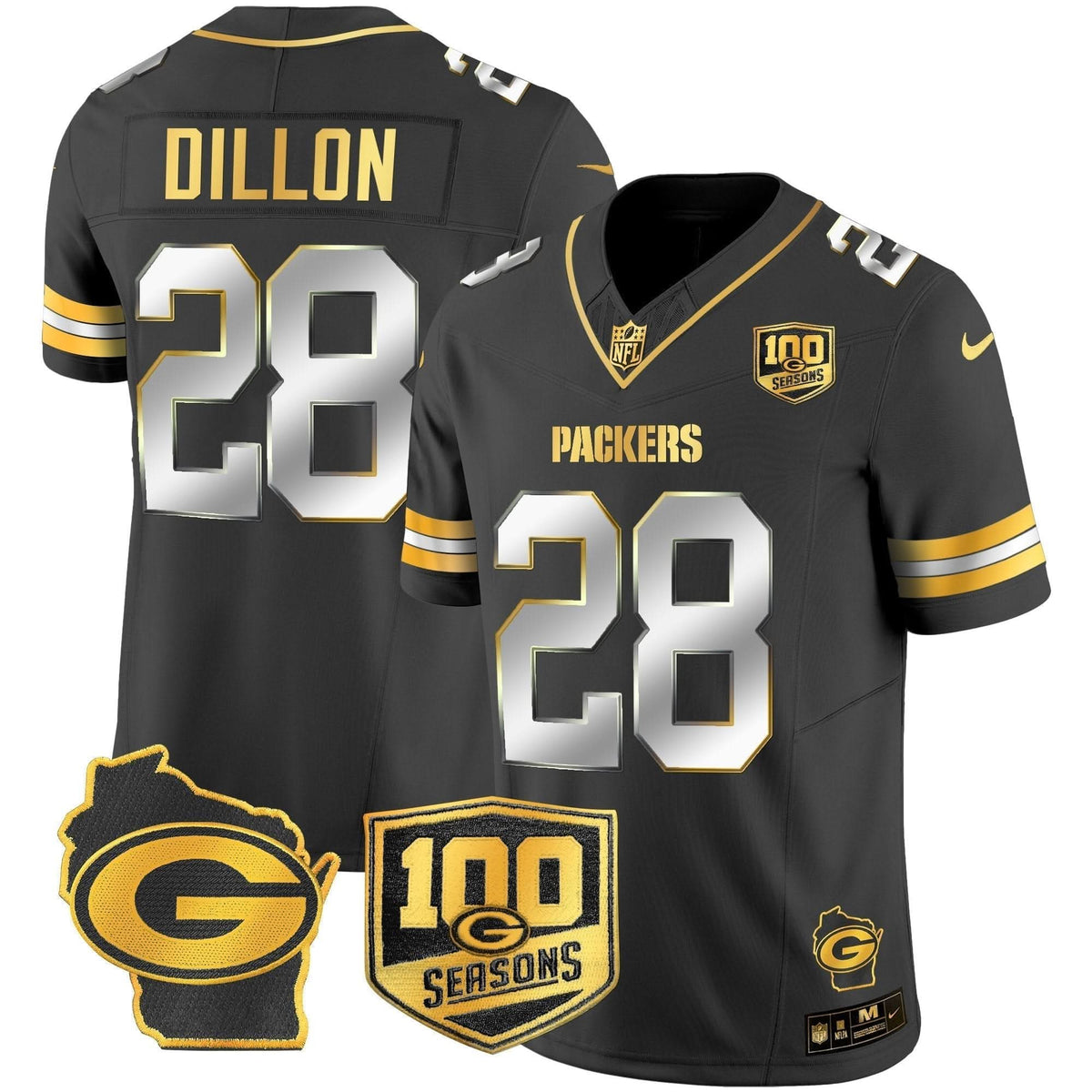 GB 100th Season & Home Patch Gold Vapor Limited Jersey - image 10