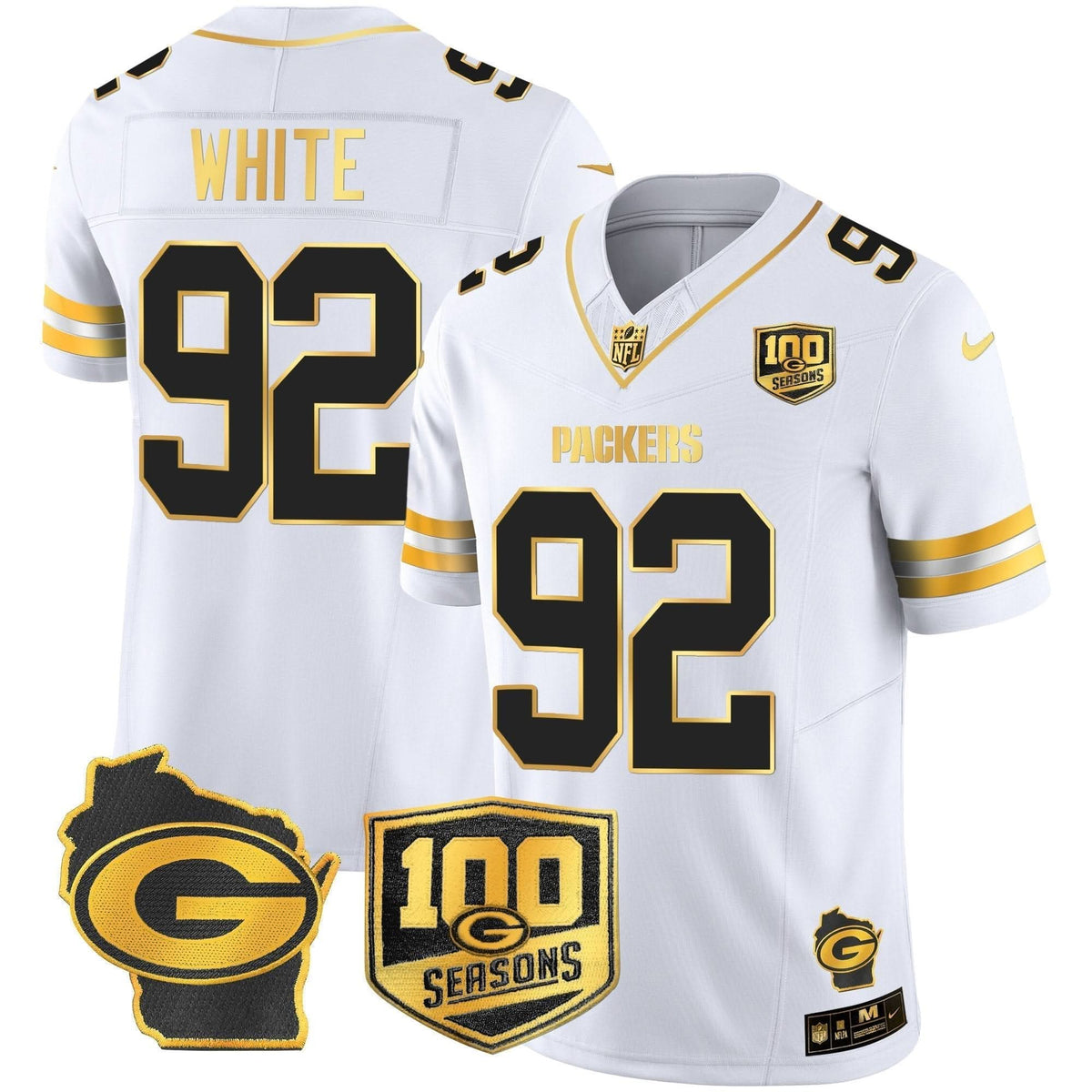 GB 100th Season & Home Patch Gold Vapor Limited Jersey - image 28