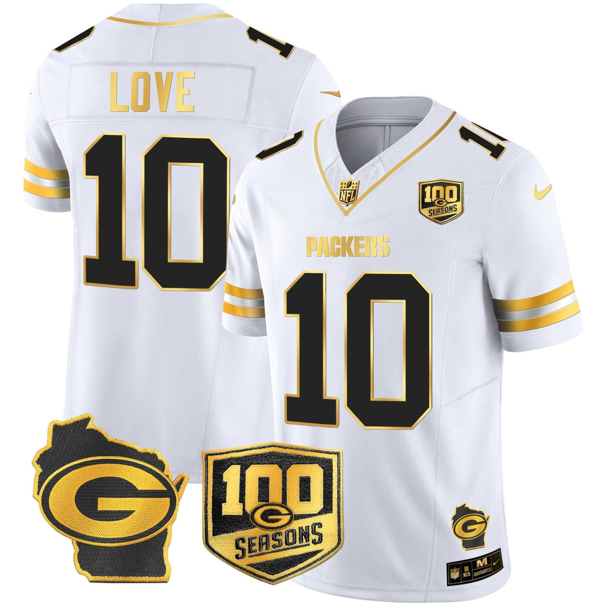 GB 100th Season & Home Patch Gold Vapor Limited Jersey – All Stitched - image 22
