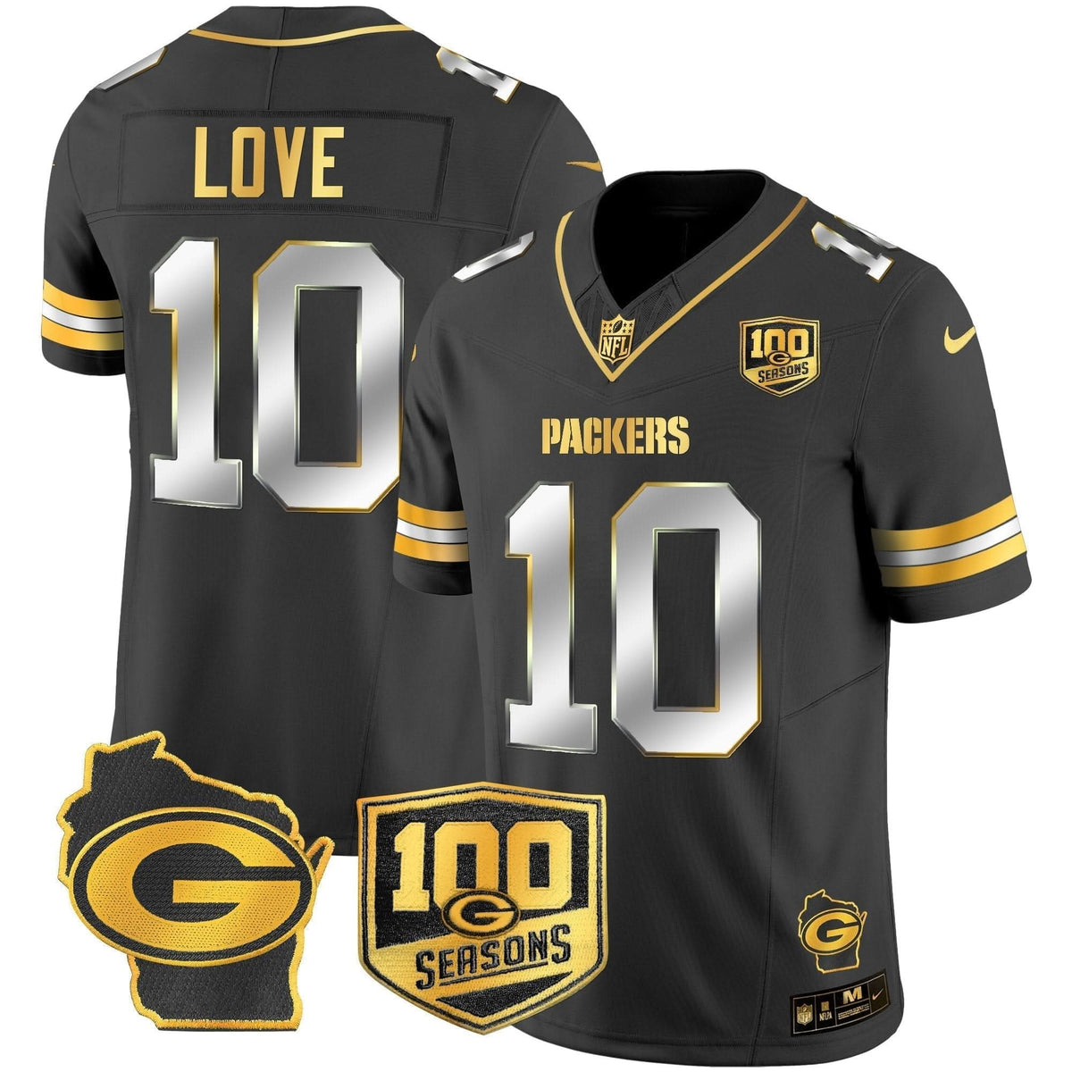 GB 100th Season & Home Patch Gold Vapor Limited Jersey - image 8