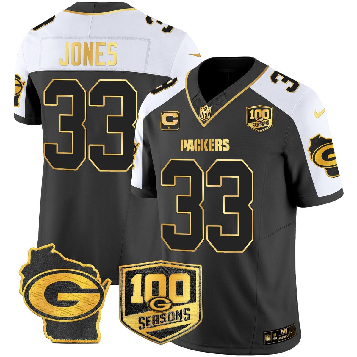 GB 100th Season & Home Patch Gold Vapor Limited Jersey - image 4