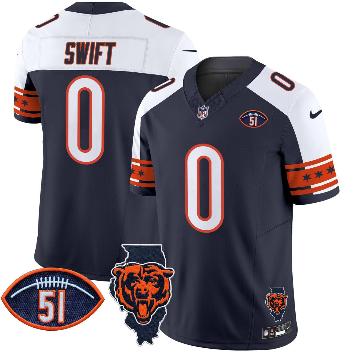CHI Illinois & Dick Butkus Patch Vapor Limited Jersey - image 23