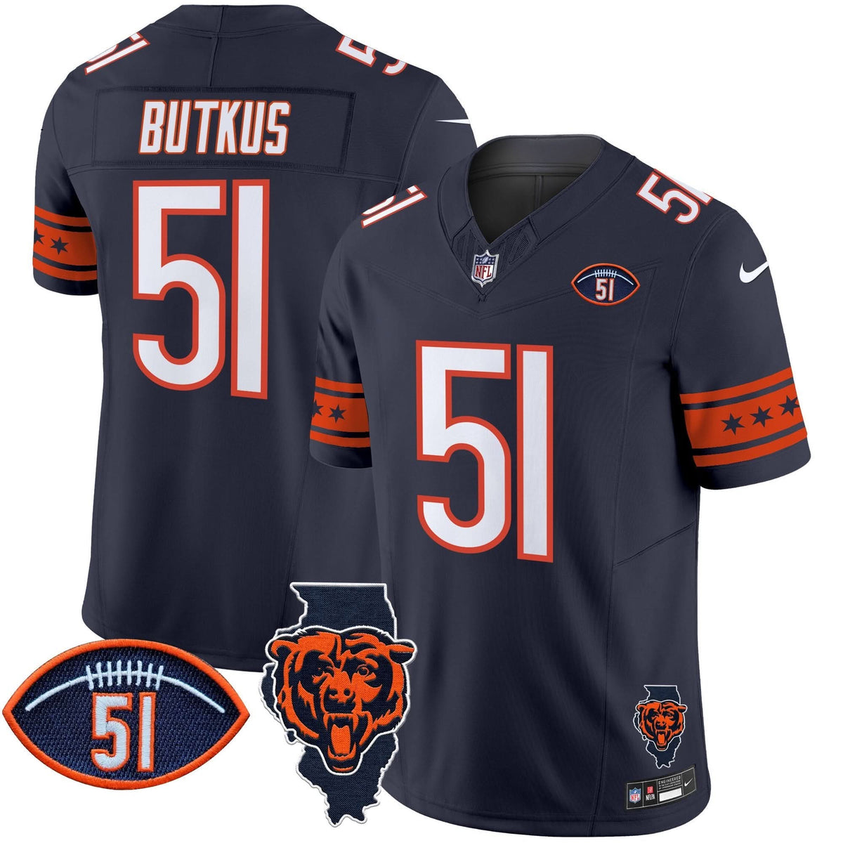 CHI Illinois & Dick Butkus Patch Vapor Limited Jersey - image 3