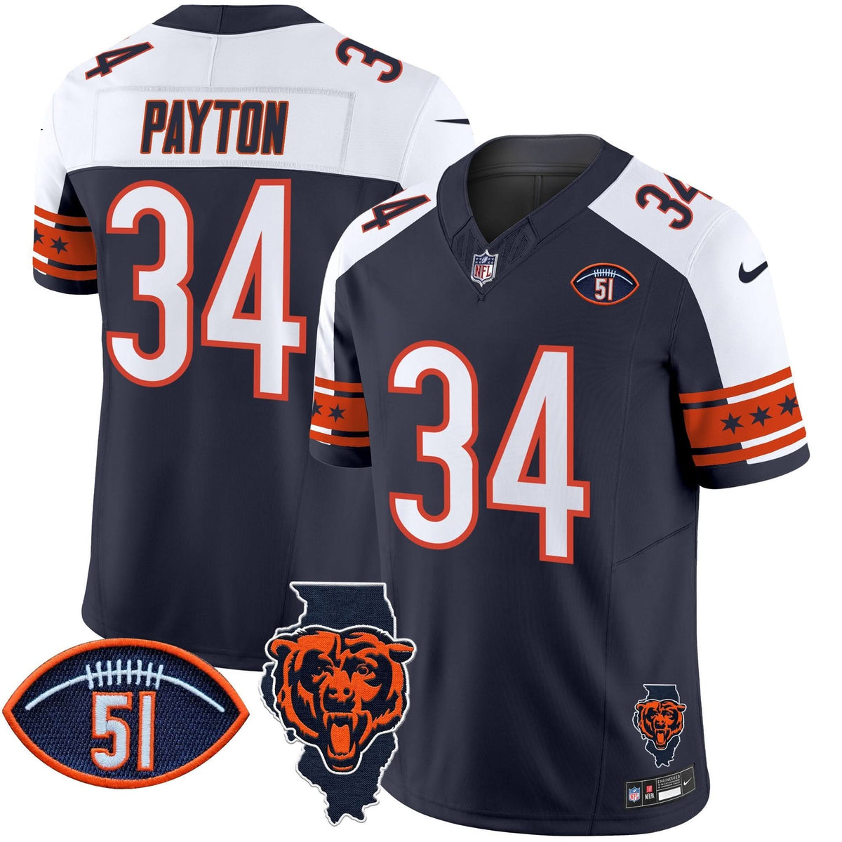 CHI Illinois & Dick Butkus Patch Vapor Limited Jersey - image 27