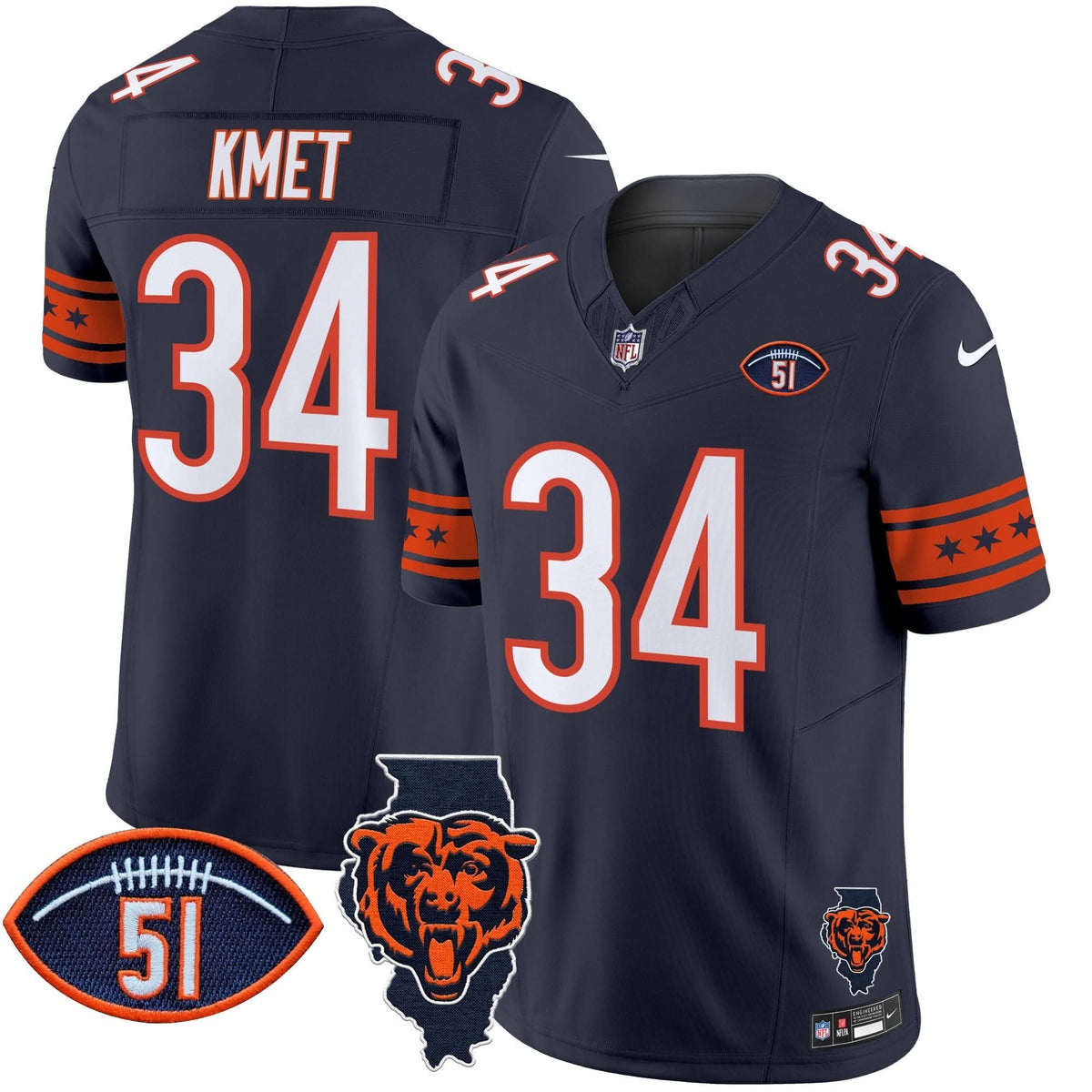 CHI Illinois & Dick Butkus Patch Vapor Limited Jersey - image 7