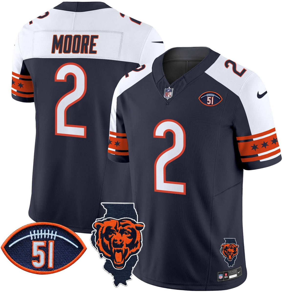 CHI Illinois & Dick Butkus Patch Vapor Limited Jersey - image 26