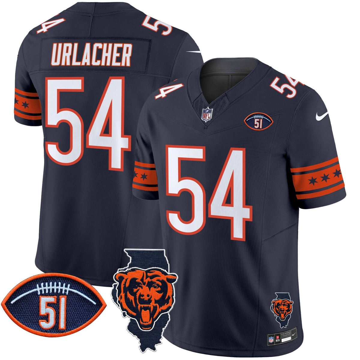 CHI Illinois & Dick Butkus Patch Vapor Limited Jersey - image 4