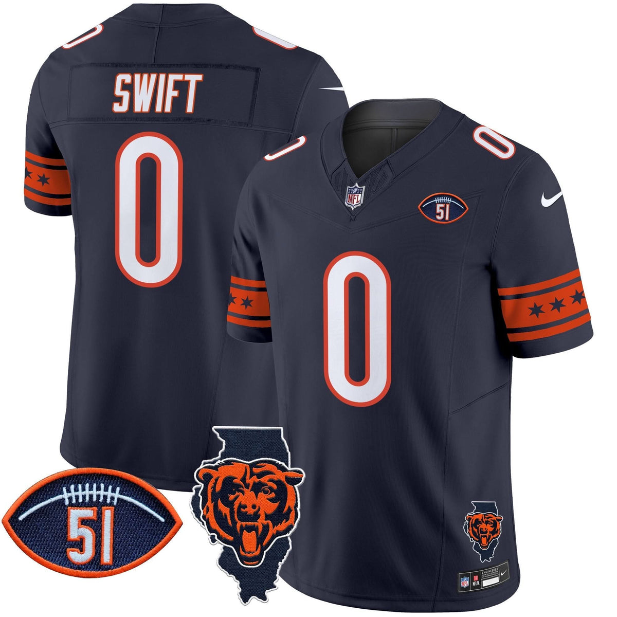 CHI Illinois & Dick Butkus Patch Vapor Limited Jersey - image 2