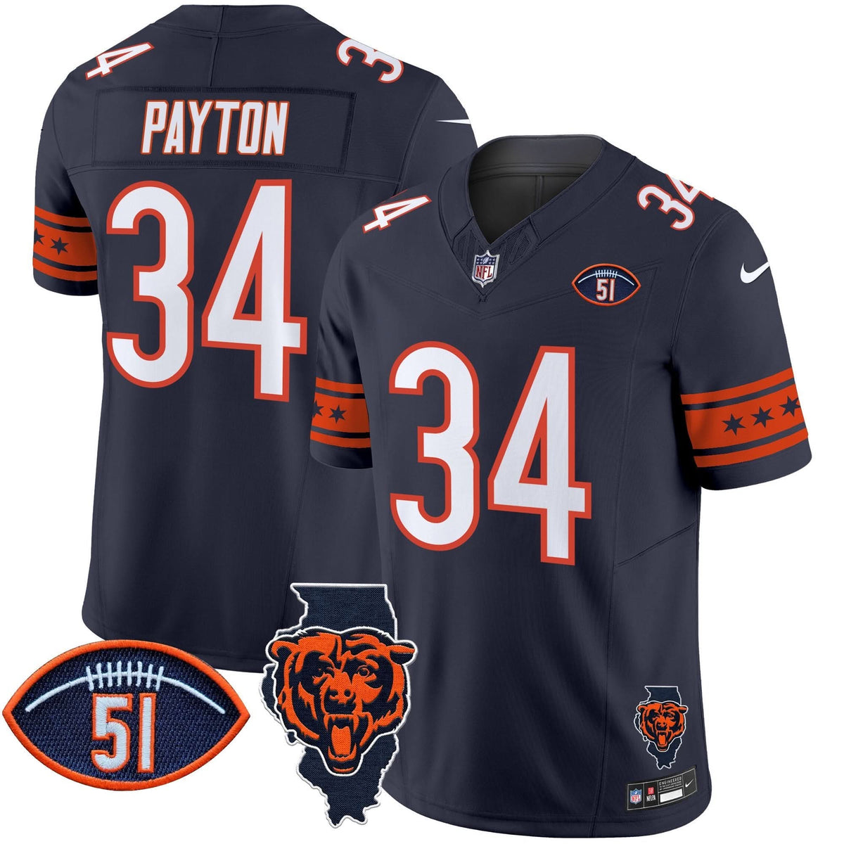 CHI Illinois & Dick Butkus Patch Vapor Limited Jersey - image 6