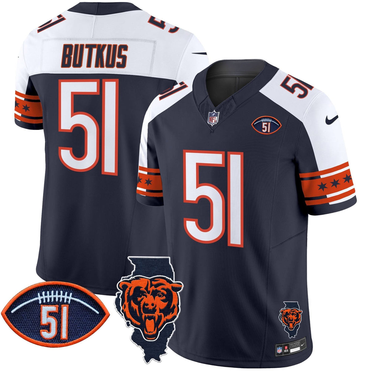 CHI Illinois & Dick Butkus Patch Vapor Limited Jersey - image 24