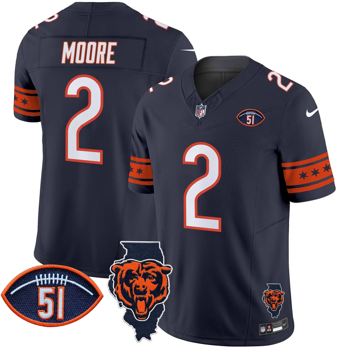 CHI Illinois & Dick Butkus Patch Vapor Limited Jersey - image 5