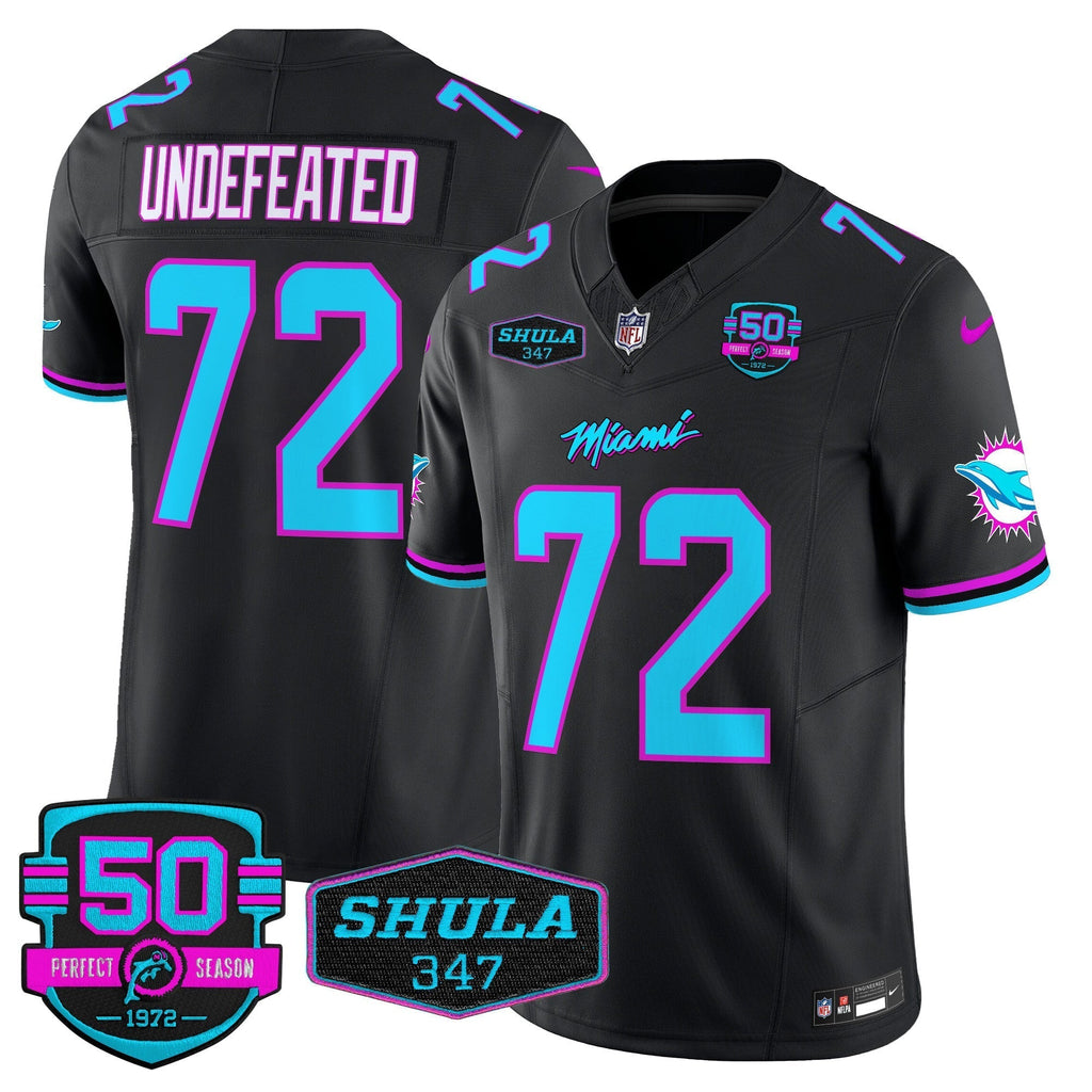 MIA "Miami Vice" Shula 347 & 50th Perfect Season Patch Vapor Limited Jersey - image 40