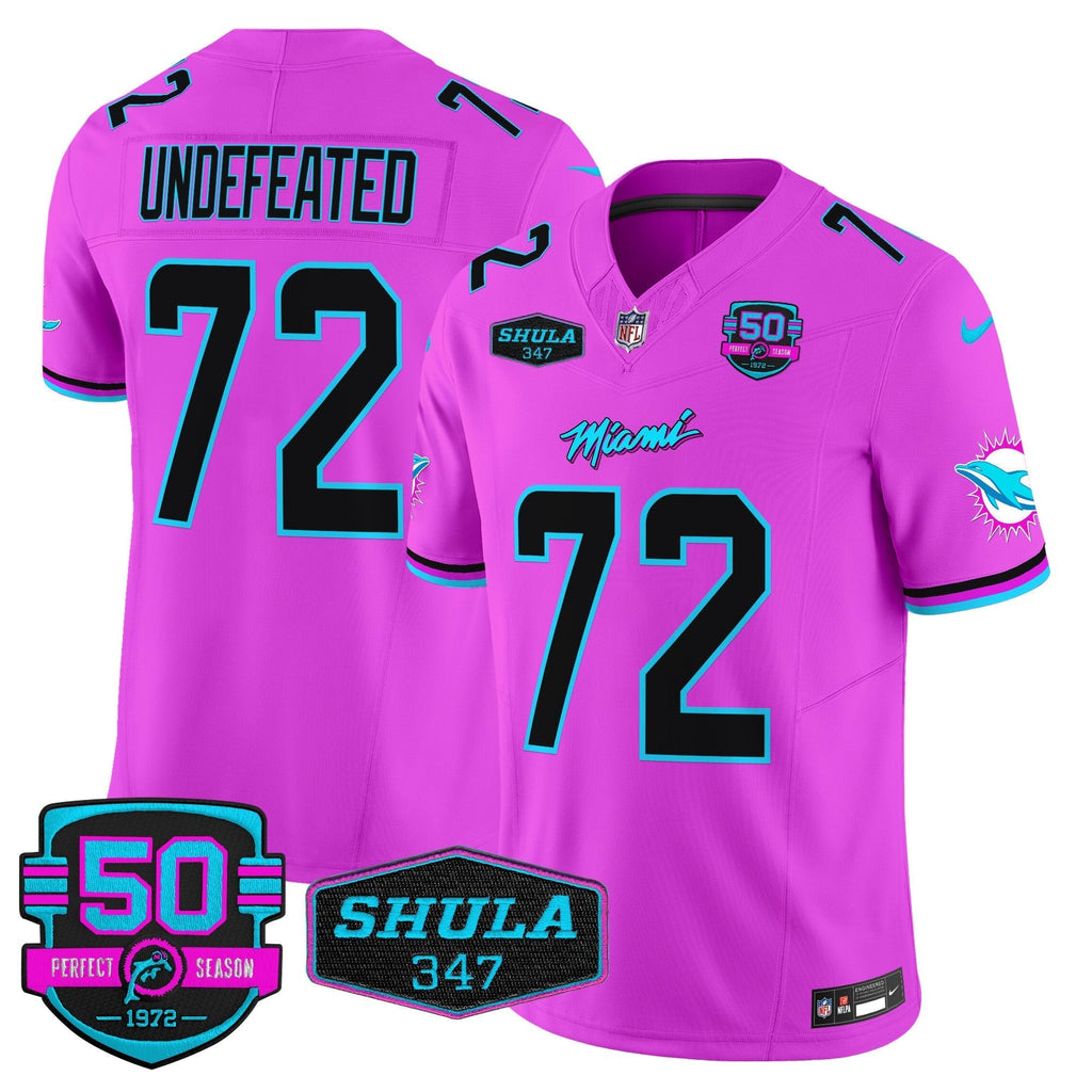 MIA "Miami Vice" Shula 347 & 50th Perfect Season Patch Vapor Limited Jersey - image 48