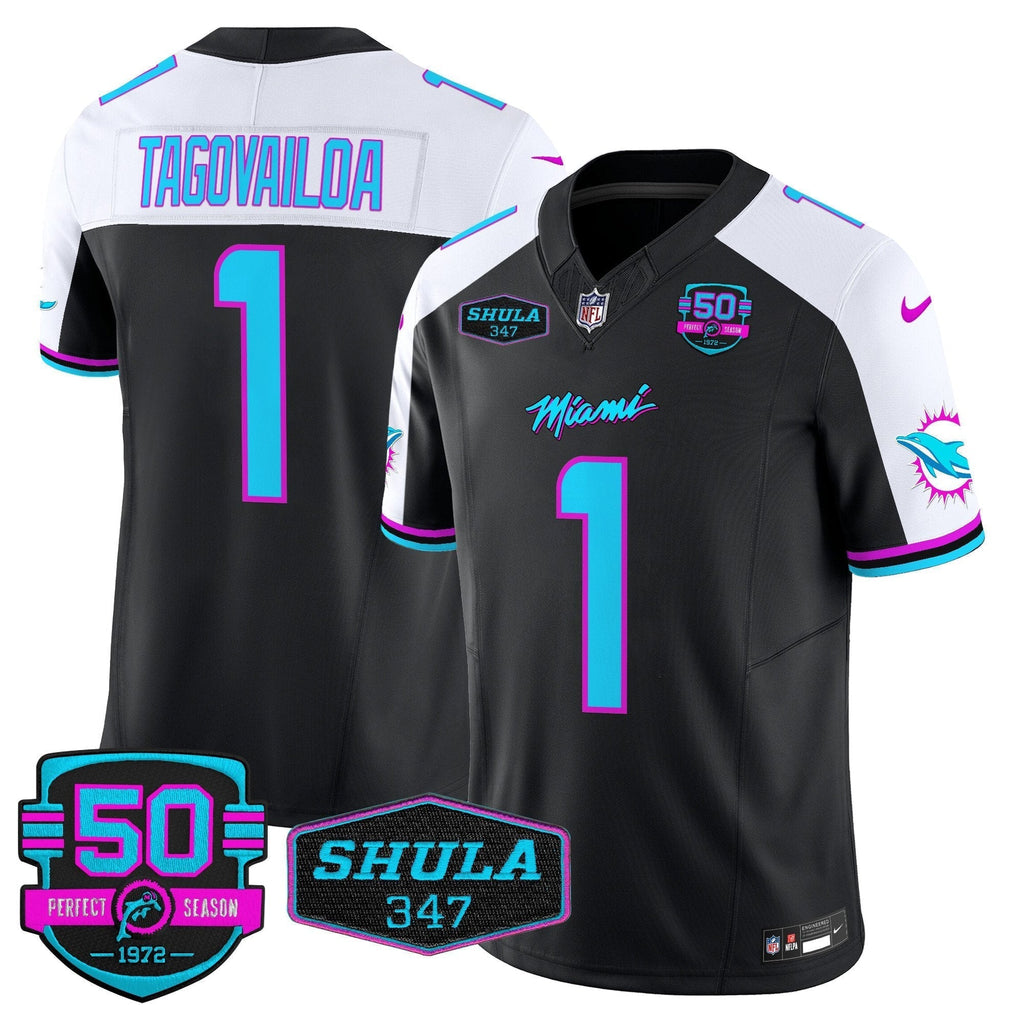 MIA "Miami Vice" Shula 347 & 50th Perfect Season Patch Vapor Limited Jersey - image 1
