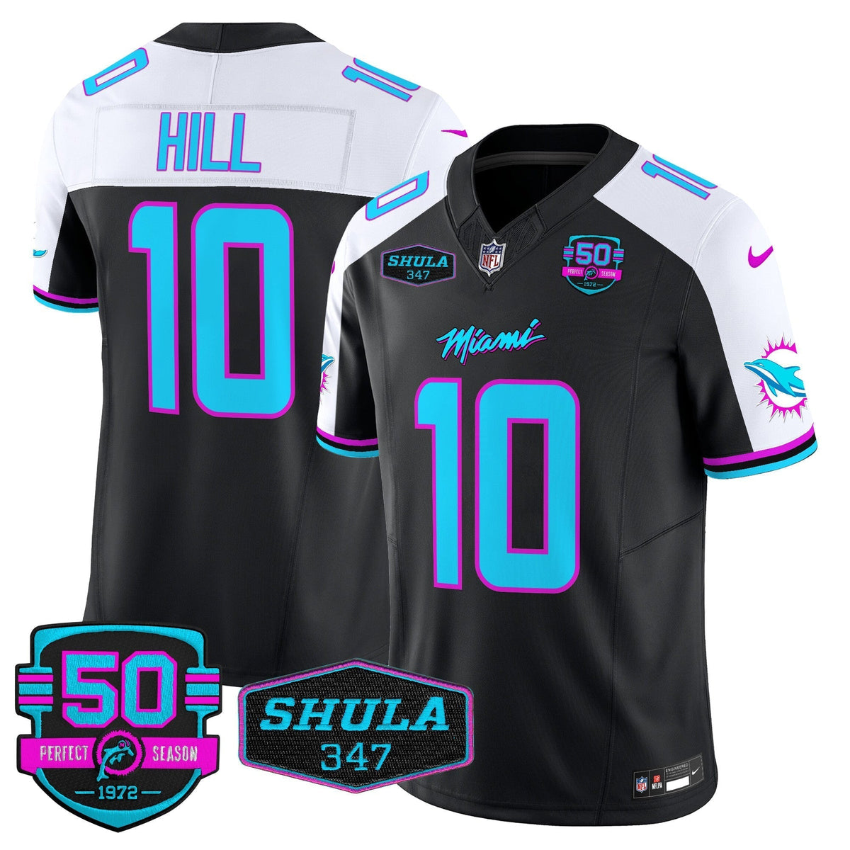 MIA "Miami Vice" Shula 347 & 50th Perfect Season Patch Vapor Limited Jersey - image 3