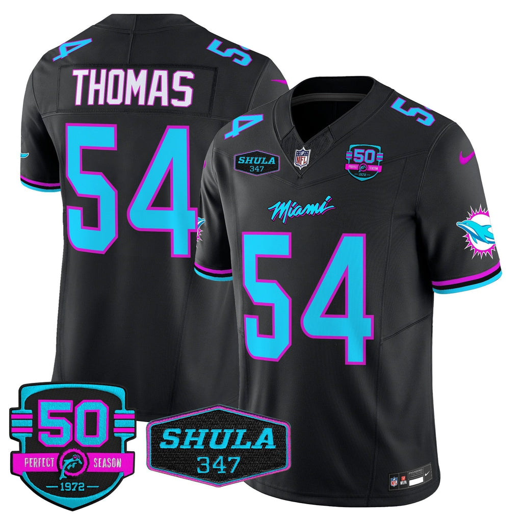 MIA "Miami Vice" Shula 347 & 50th Perfect Season Patch Vapor Limited Jersey - image 38