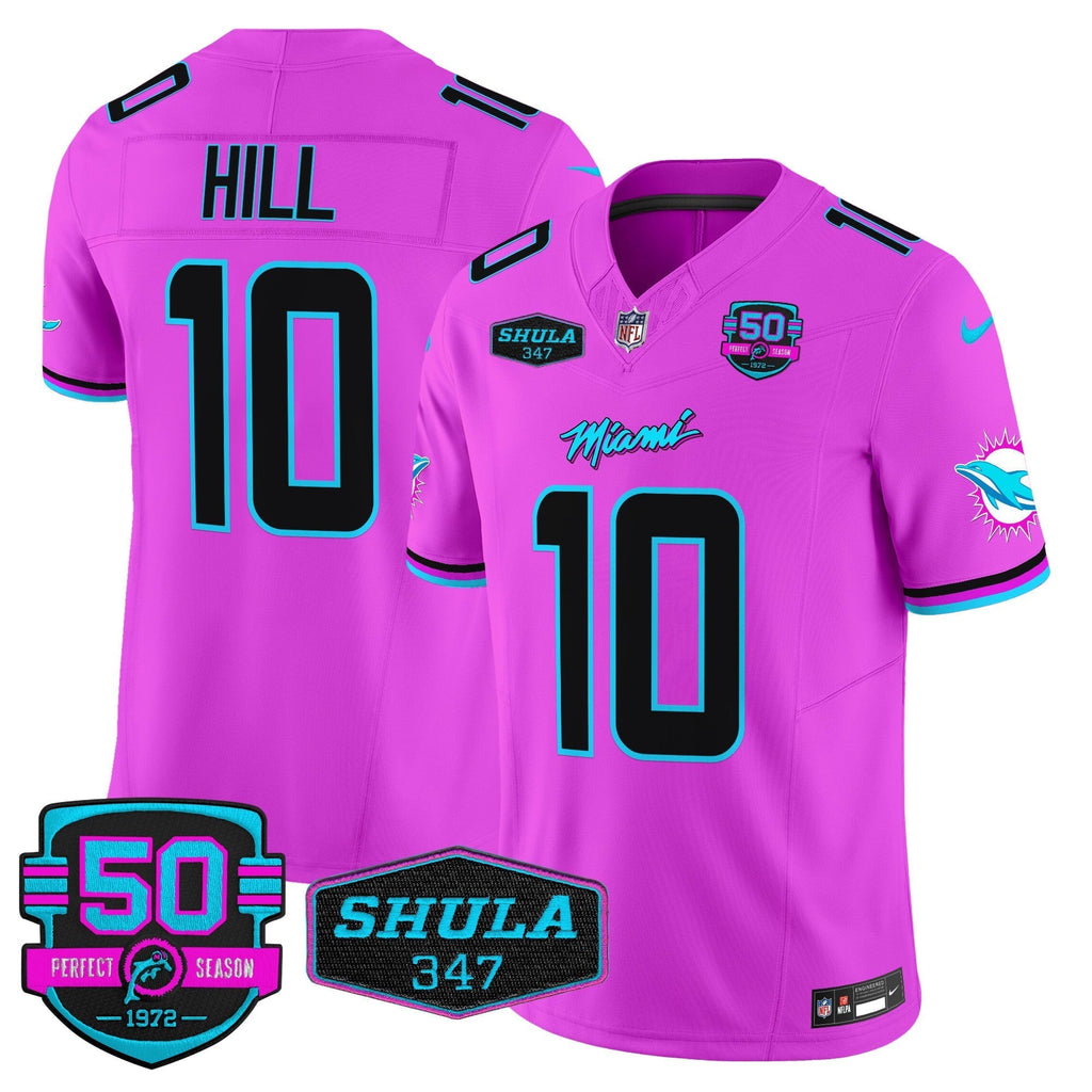 MIA "Miami Vice" Shula 347 & 50th Perfect Season Patch Vapor Limited Jersey - image 43