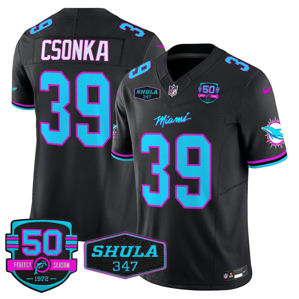 MIA "Miami Vice" Shula 347 & 50th Perfect Season Patch Vapor Limited Jersey - image 39