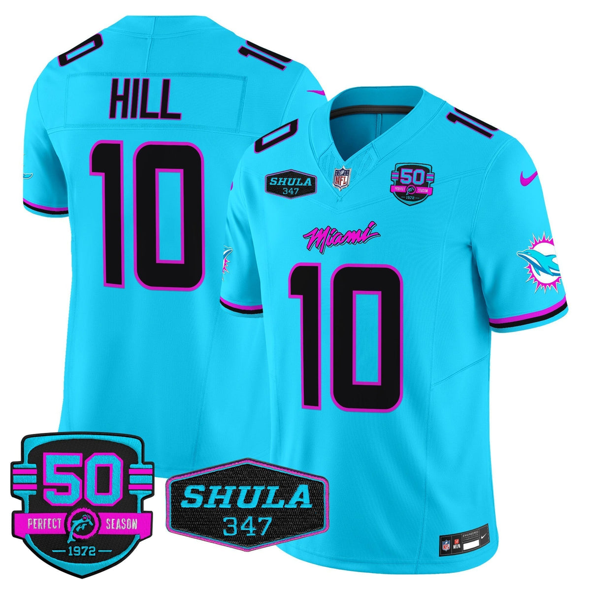 MIA "Miami Vice" Shula 347 & 50th Perfect Season Patch Vapor Limited Jersey - image 19