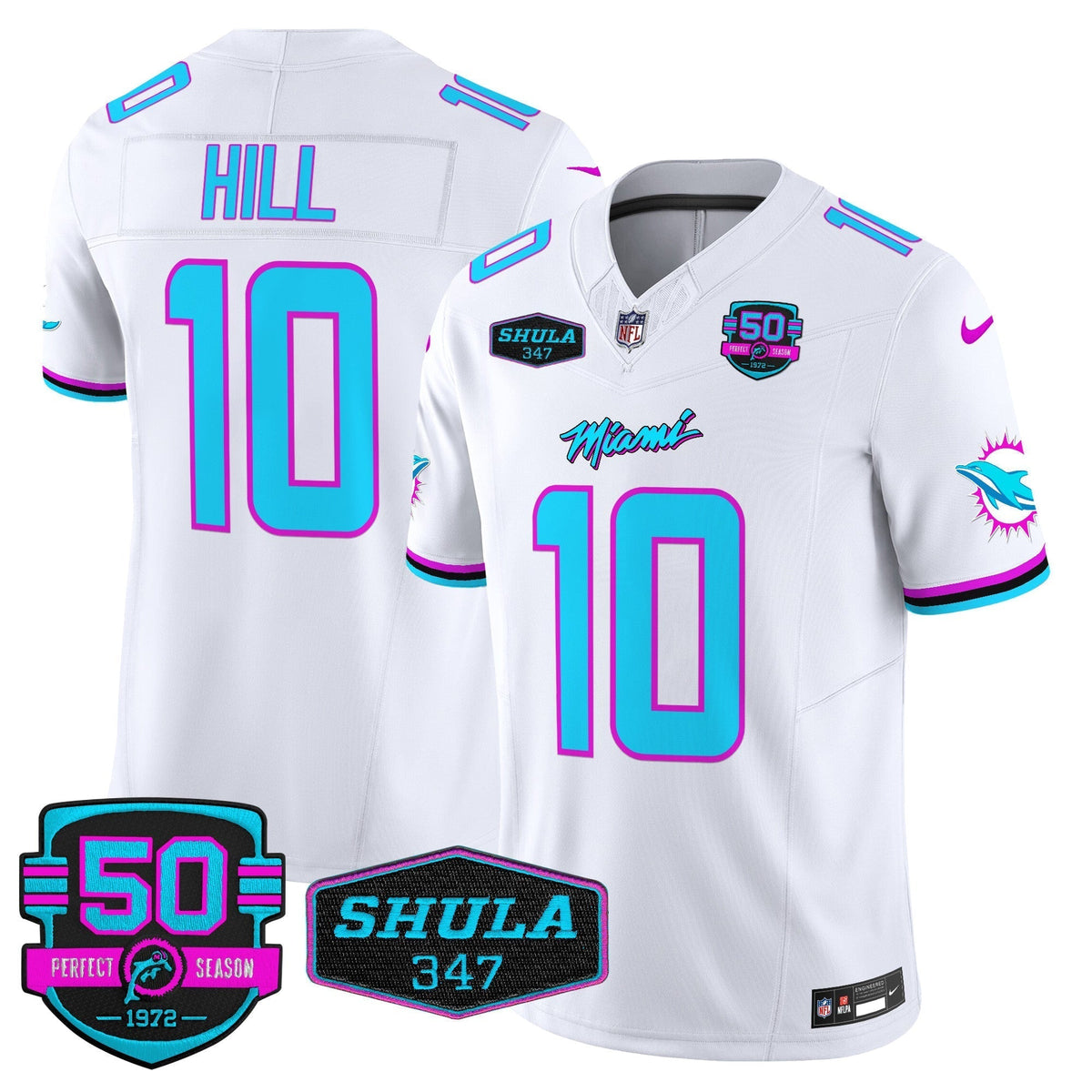 MIA "Miami Vice" Shula 347 & 50th Perfect Season Patch Vapor Limited Jersey - image 27