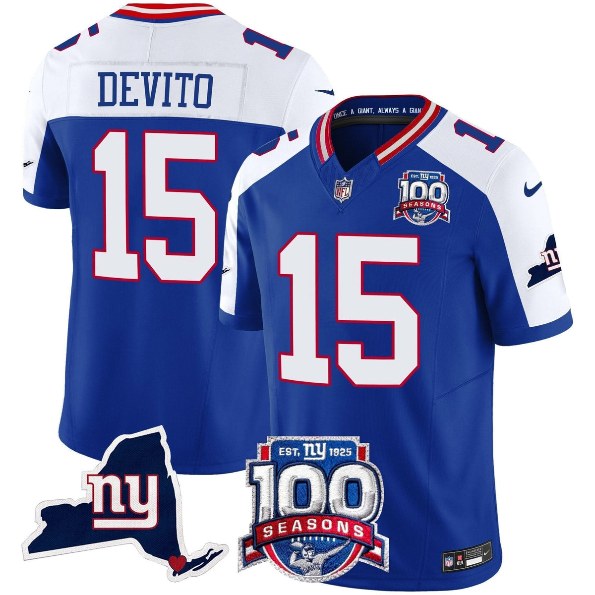 NYG 100th Season & State Patch Vapor Limited Jersey - image 12