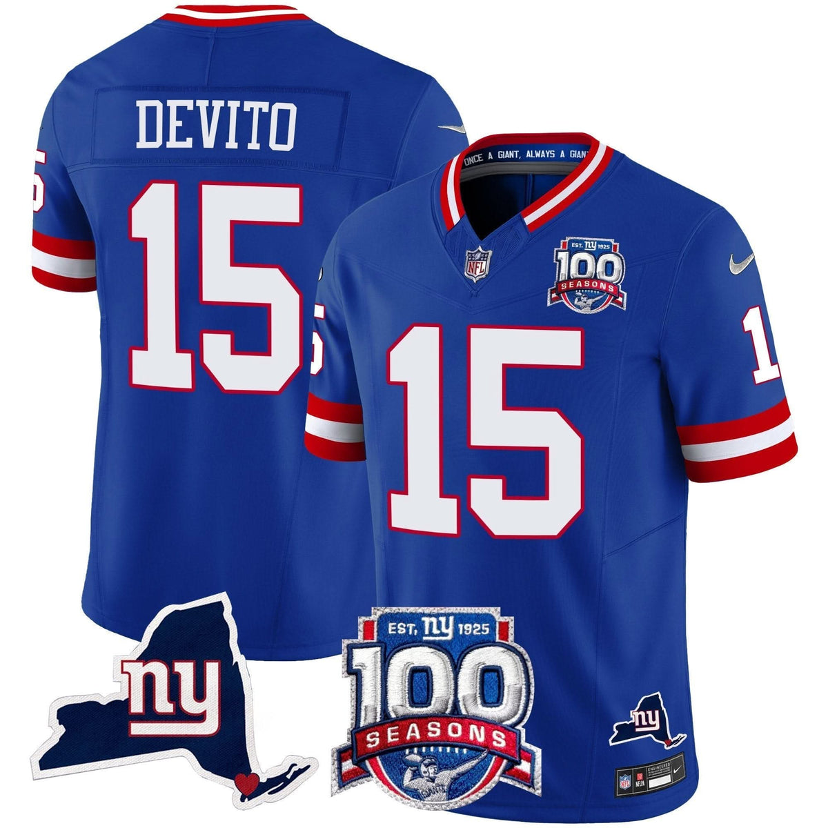 NYG 100th Season & State Patch Vapor Limited Jersey - image 21