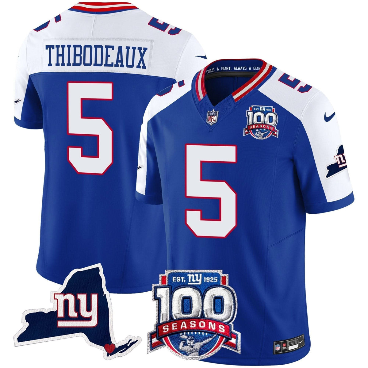 NYG 100th Season & State Patch Vapor Limited Jersey - image 17