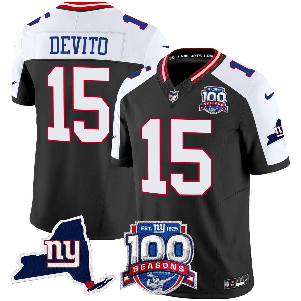 NYG 100th Season & State Patch Vapor Limited Jersey - image 3