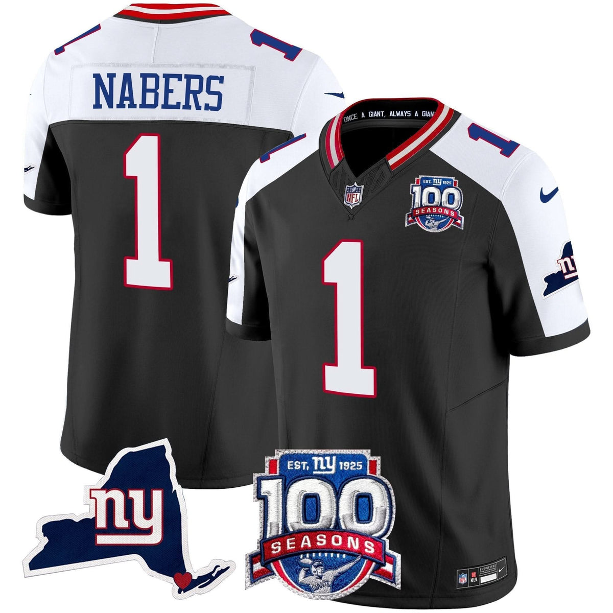 NYG 100th Season & State Patch Vapor Limited Jersey - image 5