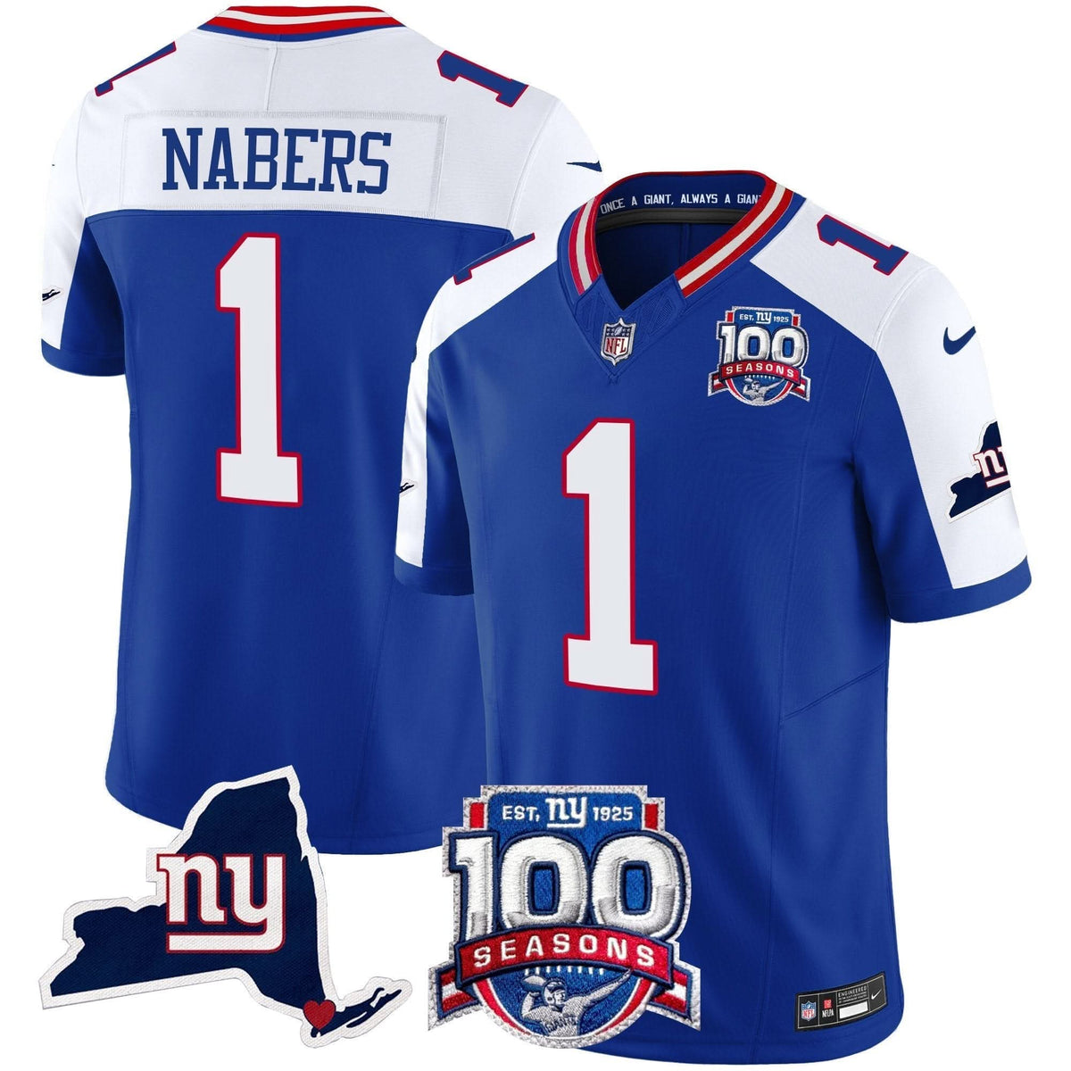 NYG 100th Season & State Patch Vapor Limited Jersey - image 14