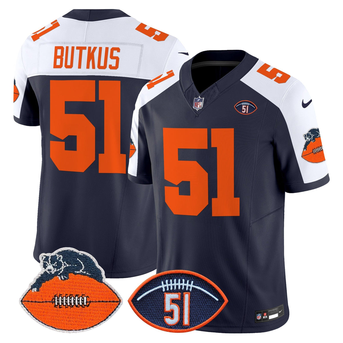 CHI Dick Butkus Patch Throwback Vapor Limited Jersey - image 2