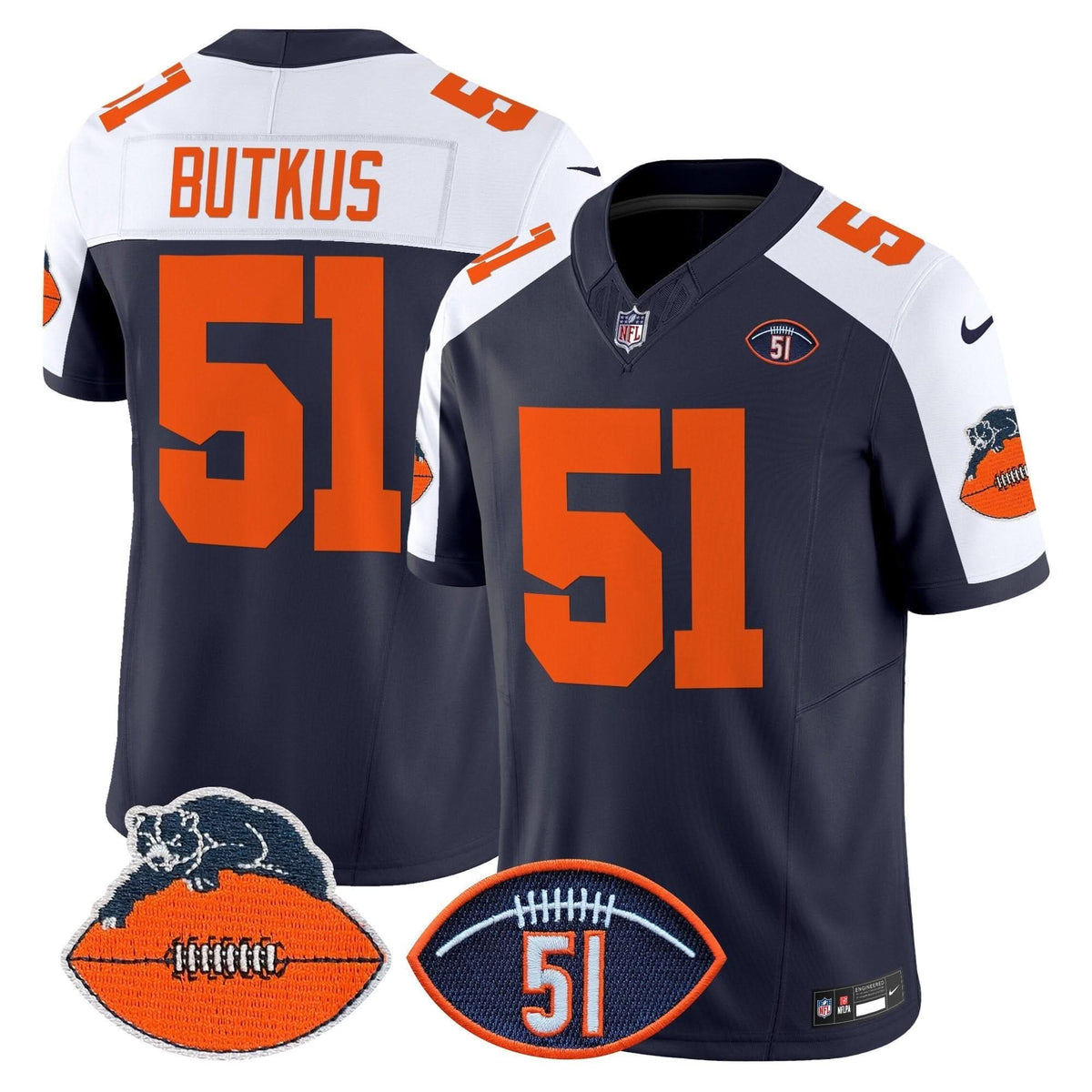 CB Dick Butkus Patch Throwback Vapor Limited Jersey - image 2
