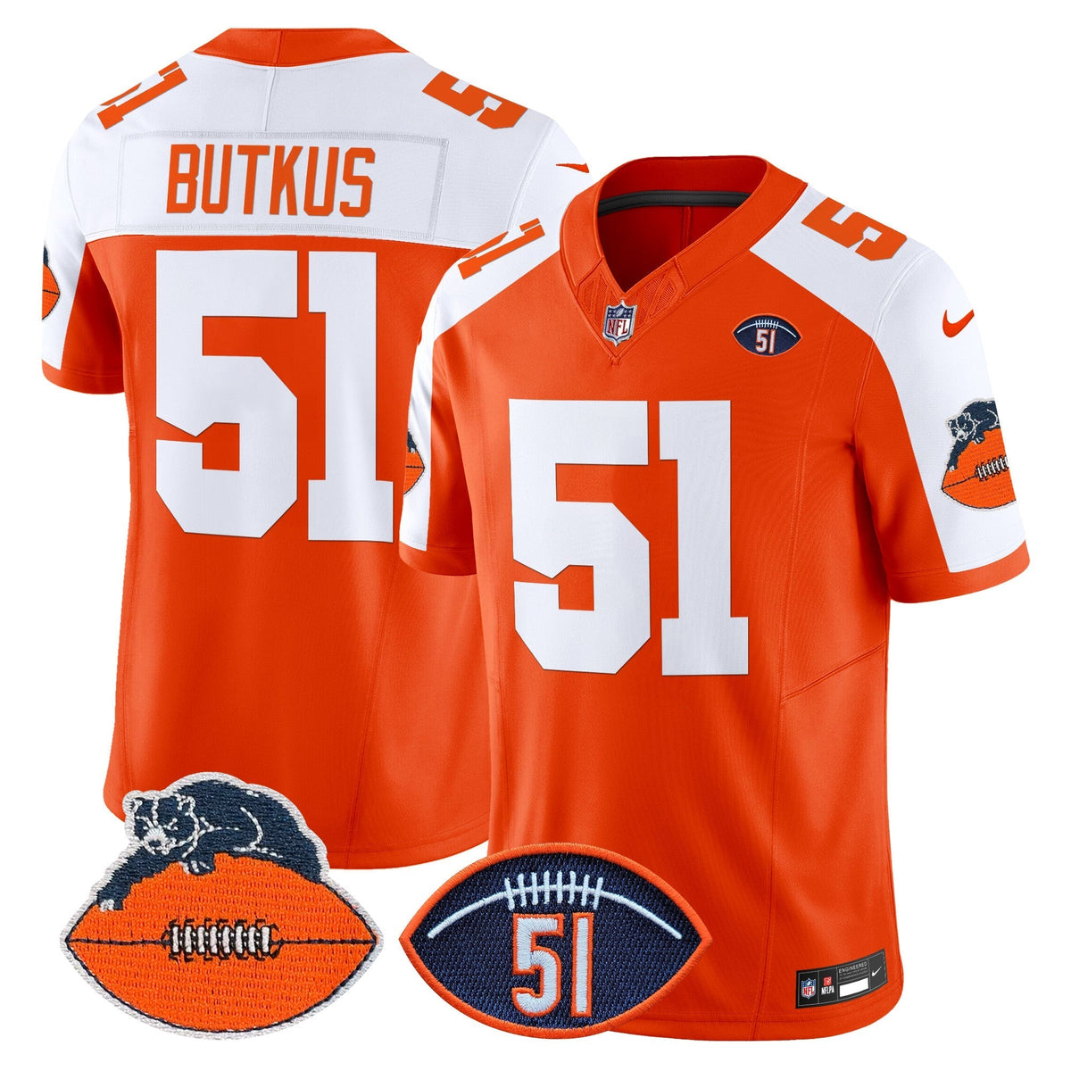 CHI Dick Butkus Patch Throwback Vapor Limited Jersey - image 9